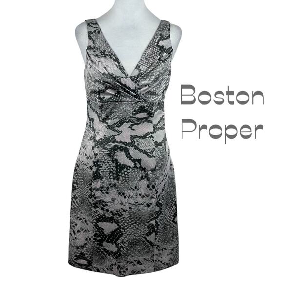 Boston Proper Gray Snake Print Whimsical Party Date BodyCon Dress NWOT Size 4 - Picture 2 of 13